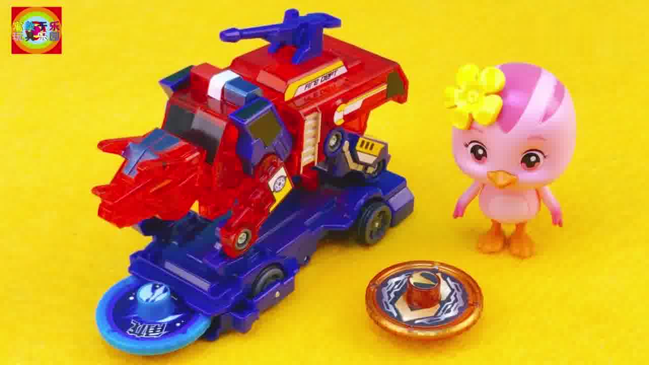 爆裂飞车翡翠石龙夺晶变形!萌鸡小队分享小汽车玩具